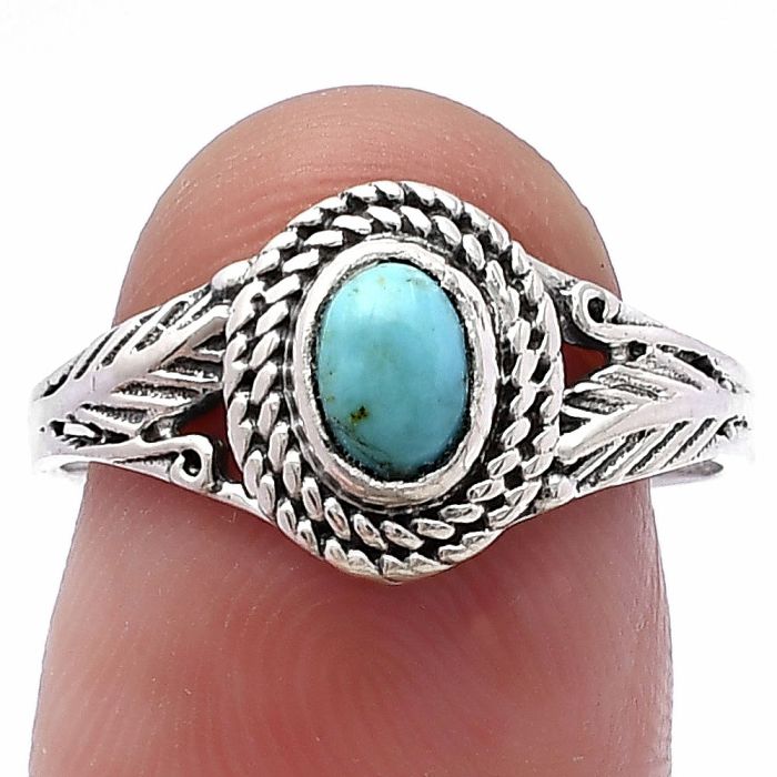Natural Rare Turquoise Nevada Aztec Mt Ring size-8 SDR220601 R-1044, 4x6 mm