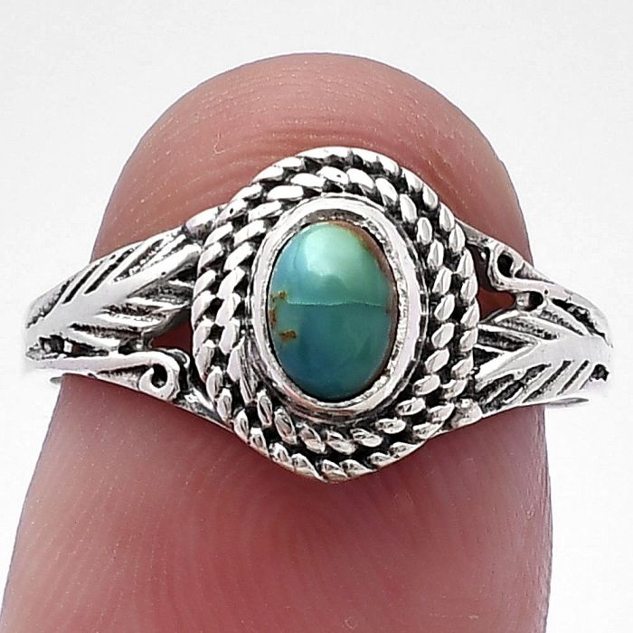 Natural Rare Turquoise Nevada Aztec Mt Ring size-7 SDR220612 R-1044, 4x6 mm
