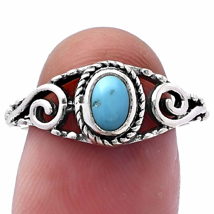 Natural Turquoise Morenci Mine Ring size-8 SDR220649 R-1043, 4x6 mm
