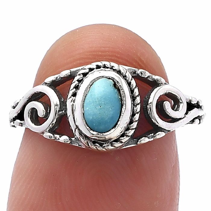 Natural Rare Turquoise Nevada Aztec Mt Ring size-6 SDR220661 R-1043, 4x6 mm