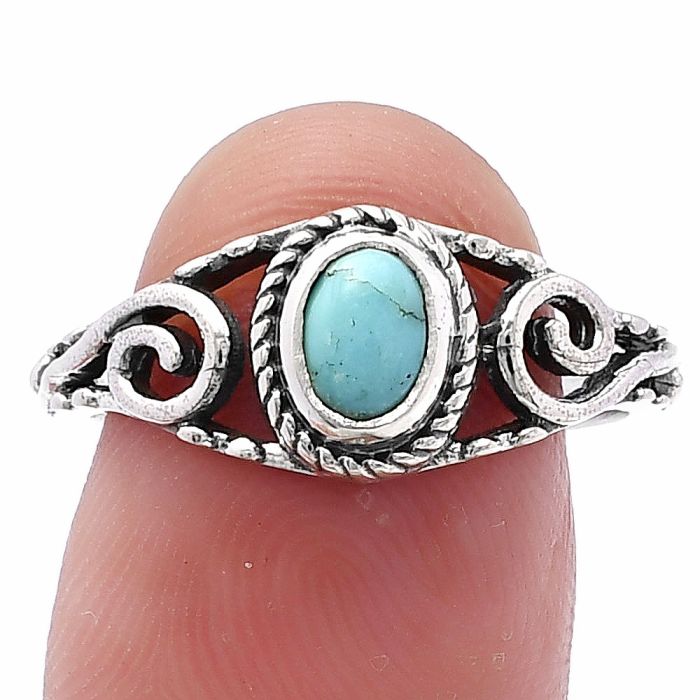Natural Rare Turquoise Nevada Aztec Mt Ring size-8 SDR220663 R-1043, 4x6 mm