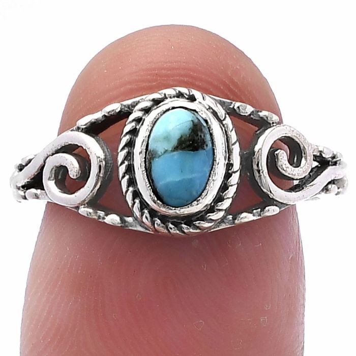 Natural Turquoise Morenci Mine Ring size-7 SDR220682 R-1043, 4x6 mm