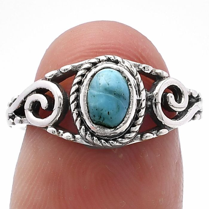 Natural Turquoise Morenci Mine Ring size-6 SDR220683 R-1043, 4x6 mm