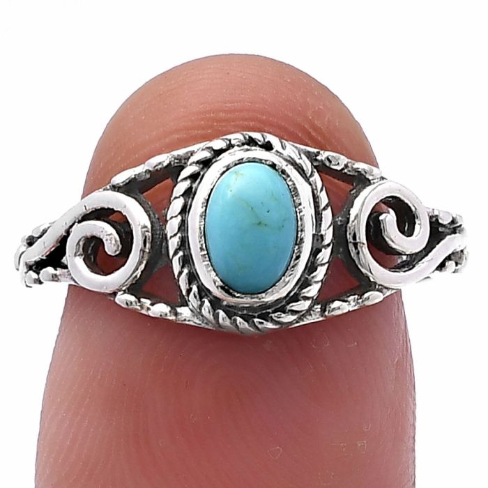 Natural Rare Turquoise Nevada Aztec Mt Ring size-7 SDR220693 R-1043, 4x6 mm