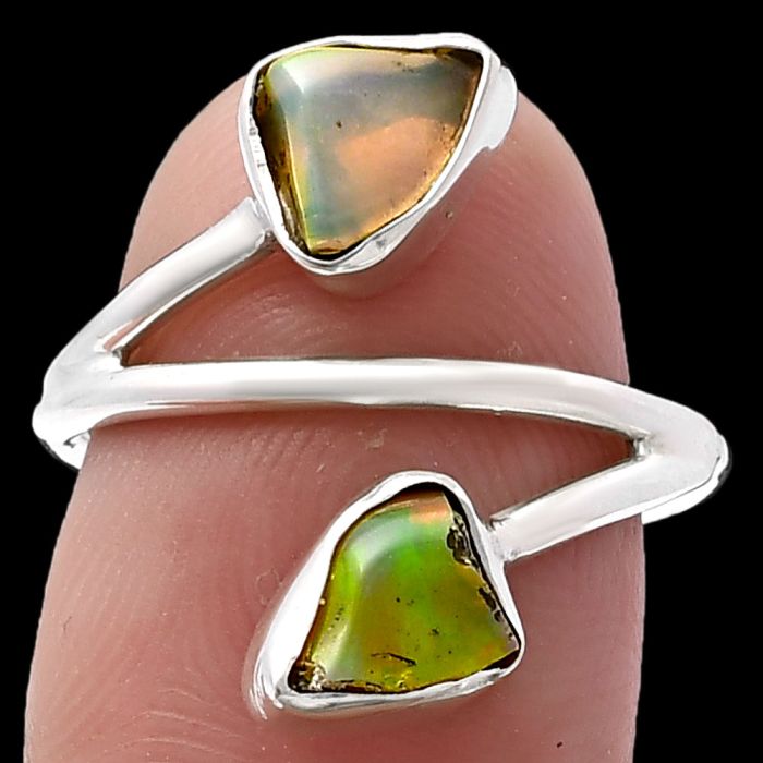 Ethiopian Opal Rough Ring size-7 SDR220838 R-1169, 6x7 mm