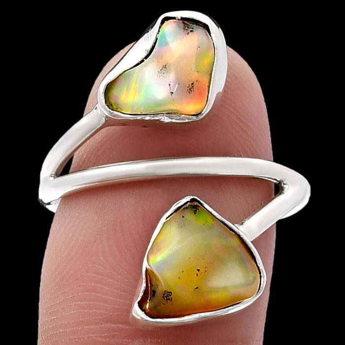 Ethiopian Opal Rough Ring size-8 SDR220859 R-1169, 8x9 mm
