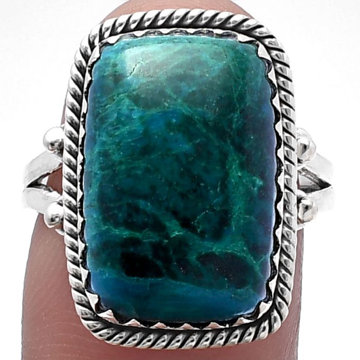 Azurite Chrysocolla Ring size-8 SDR220887 R-1474, 12x18 mm