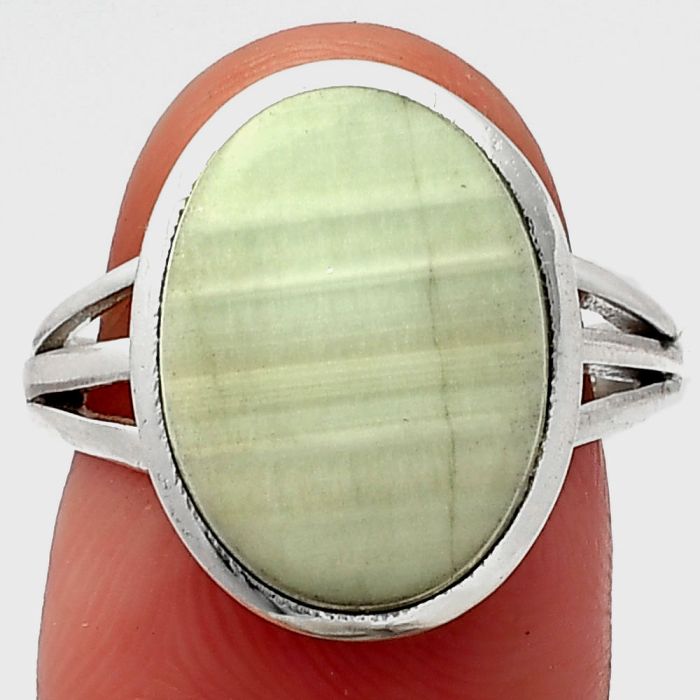Saturn Chalcedony Ring size-8 SDR221345 R-1006, 12x16 mm