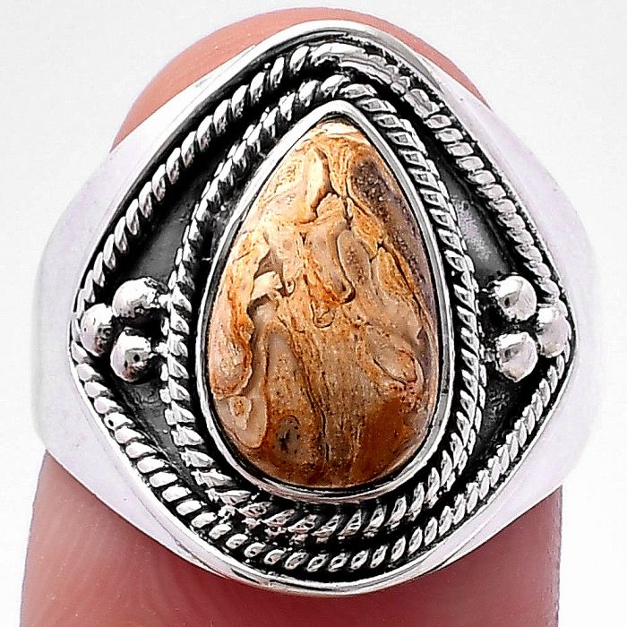 Rock Calcy Ring size-7.5 SDR221559 R-1312, 7x12 mm