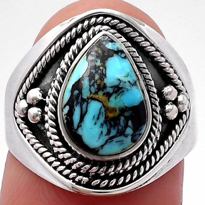 Lucky Charm Tibetan Turquoise Ring size-7 SDR221689 R-1312, 8x11 mm
