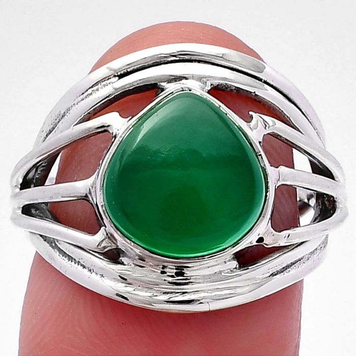 Green Onyx Ring size-7 SDR221963 R-1330, 10x10 mm