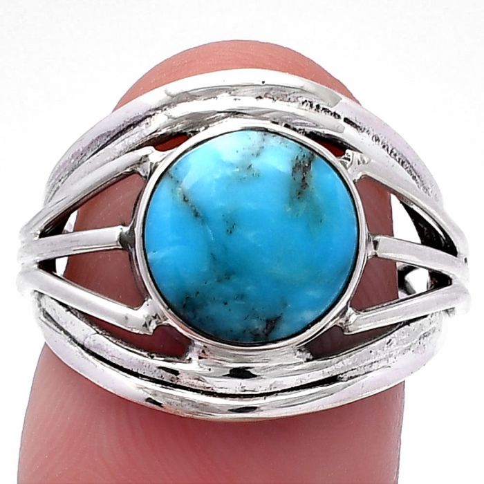 Natural Turquoise Morenci Mine Ring size-7 SDR221979 R-1330, 10x10 mm