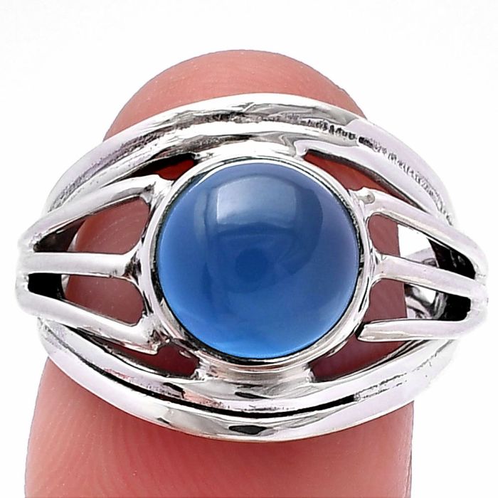 Blue Chalcedony Ring size-7 SDR222000 R-1330, 9x9 mm