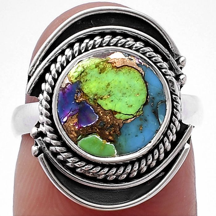 Evil Eye - Multi Copper Turquoise Ring size-6 SDR222738 R-1314, 10x10 mm