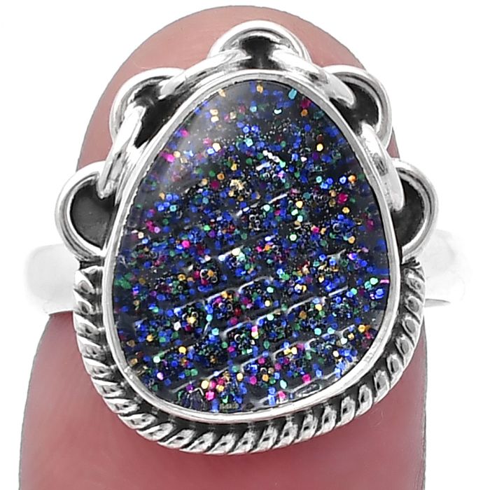 Dichroic Glass Ring size-7 SDR223335 R-1138, 12x14 mm
