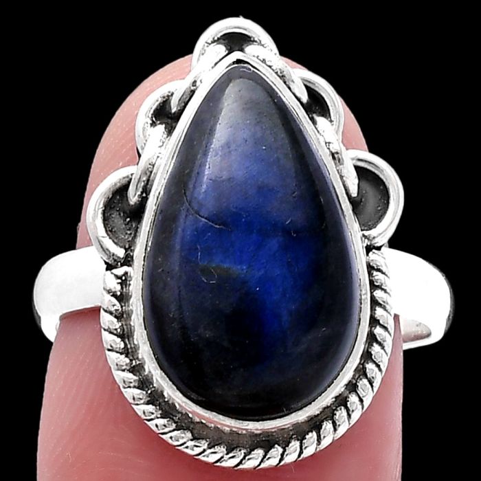 Blue Fire Labradorite Ring size-8 SDR223361 R-1138, 10x17 mm