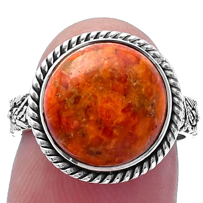 Red Sponge Coral Ring size-7 SDR223460 R-1067, 12x12 mm