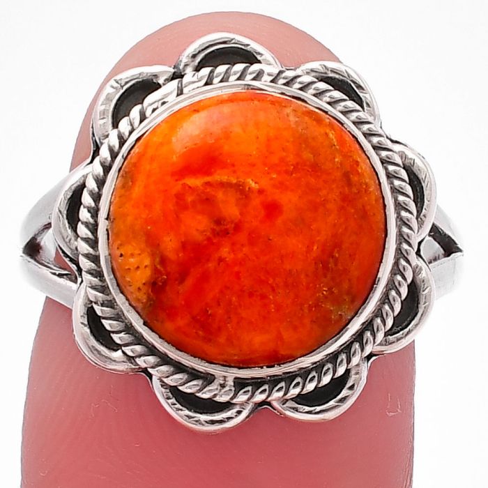 Red Sponge Coral Ring size-8 SDR223672 R-1221, 12x12 mm
