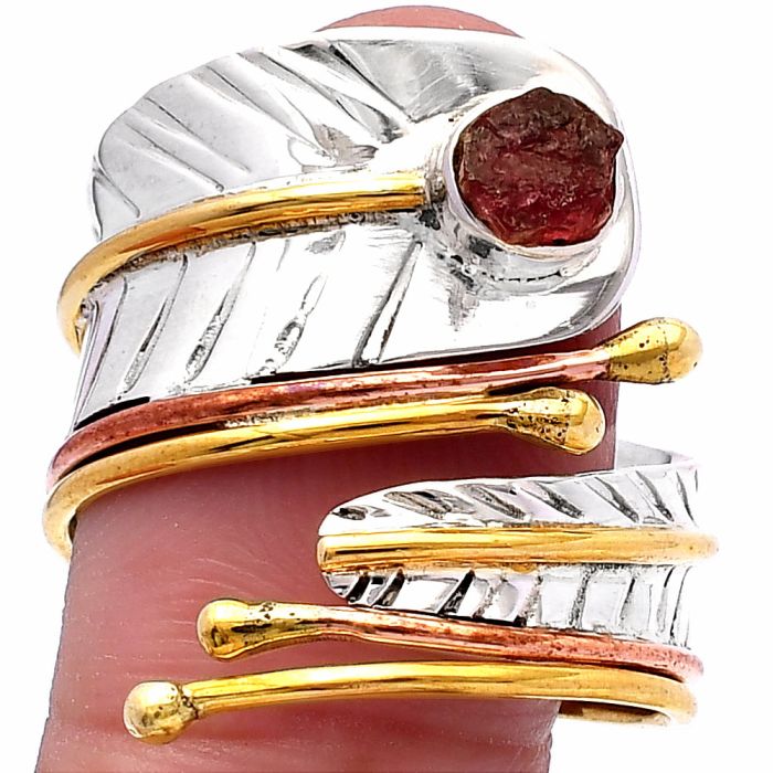 Two Tone Adjustable - Pink Tourmaline Rough Ring size-9.5 SDR223967 R-1523, 5x5 mm