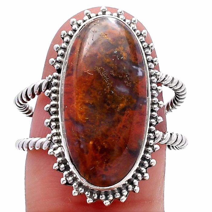 Red Moss Agate Ring size-8.5 SDR224088 R-1095, 10x21 mm