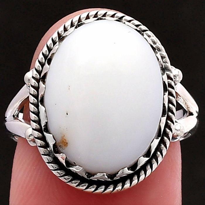 White Opal Ring size-7.5 SDR224241 R-1474, 12x16 mm