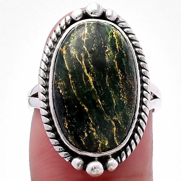 Green Fuchsite Ring size-6.5 SDR224242 R-1253, 12x18 mm
