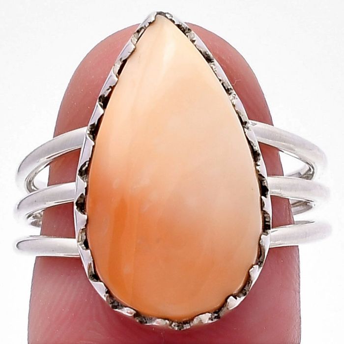 Natural Spiny Oyster Shell Ring size-7.5 SDR224280 R-1210, 11x19 mm