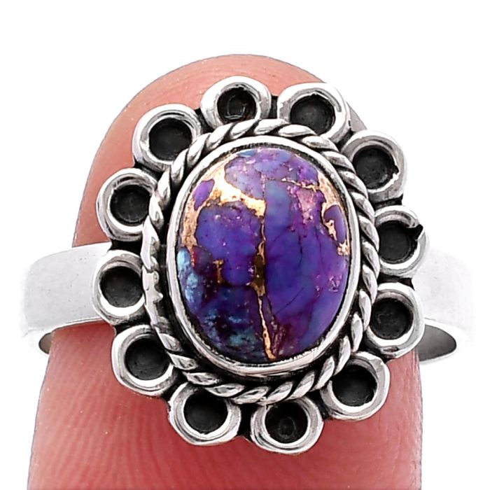 Copper Purple Turquoise Ring size-8.5 SDR224333 R-1256, 8x10 mm