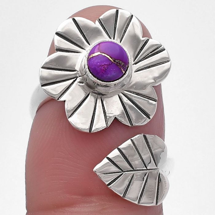 Adjustable Floral - Copper Purple Turquoise Ring size-7 SDR224524 R-1659, 5x5 mm