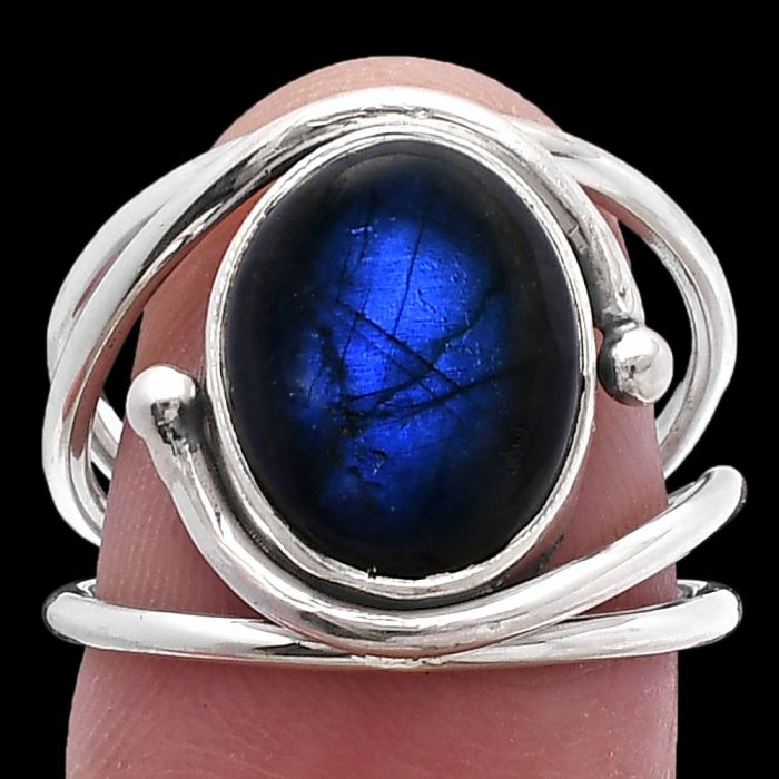Blue Fire Labradorite Ring size-7 SDR224694 R-1683, 10x13 mm