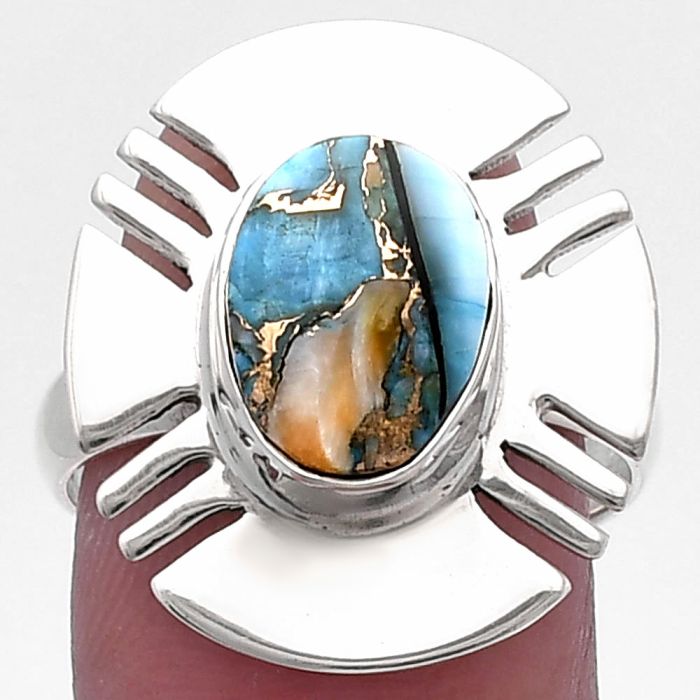 Spiny Oyster Turquoise Ring size-8.5 SDR224718 R-1240, 8x11 mm