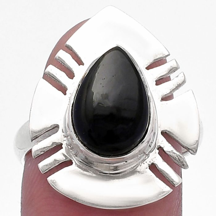 Black Onyx Ring size-8 SDR224726 R-1240, 8x12 mm
