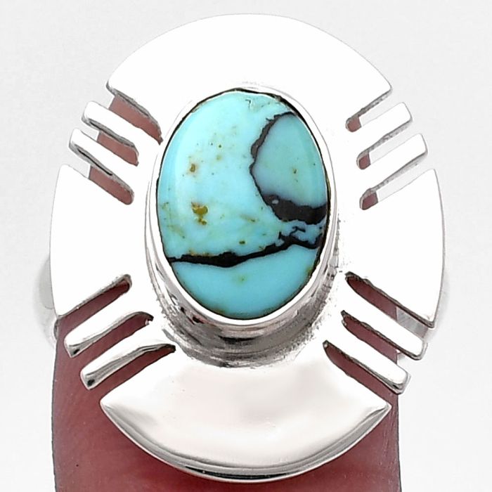 Lucky Charm Tibetan Turquoise Ring size-8.5 SDR224748 R-1240, 8x12 mm