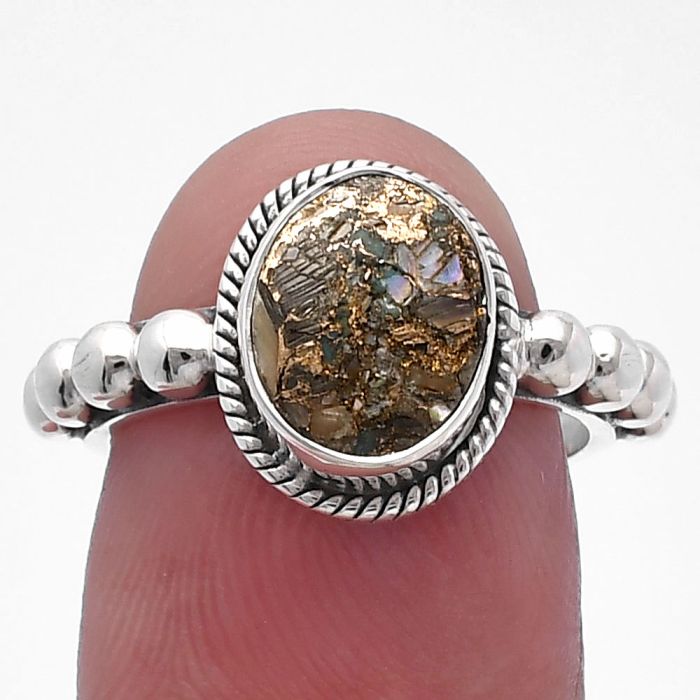 Copper Abalone Shell Ring size-6 SDR224890 R-1252, 8x10 mm