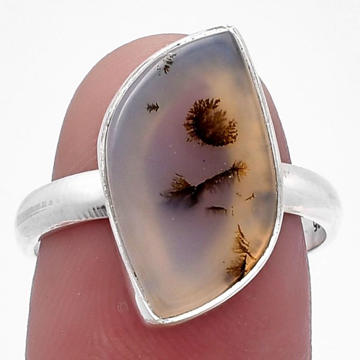 Scenic Dendritic Agate Ring size-8 SDR224933 R-1001, 10x18 mm