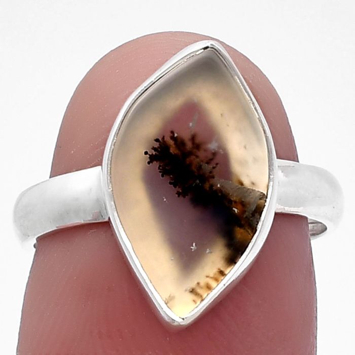 Scenic Dendritic Agate Ring size-7 SDR224943 R-1001, 9x15 mm