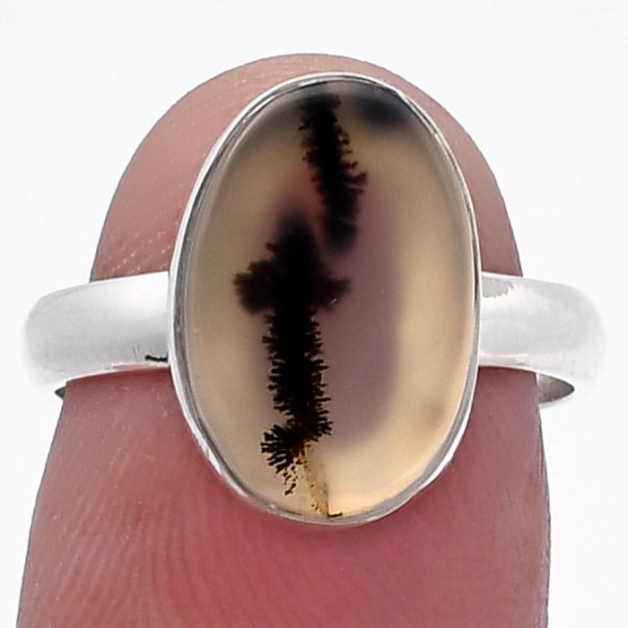 Scenic Dendritic Agate Ring size-7 SDR224959 R-1001, 9x14 mm