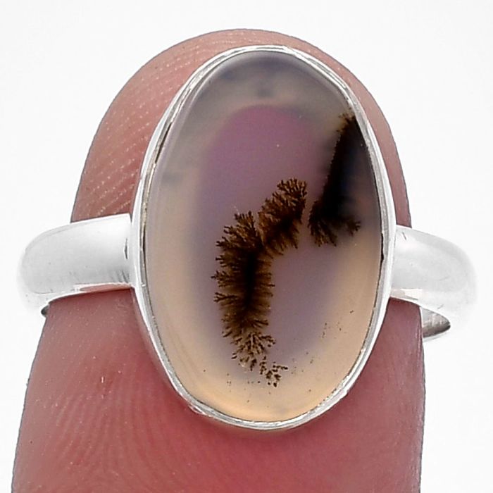 Scenic Dendritic Agate Ring size-7 SDR224962 R-1001, 10x16 mm
