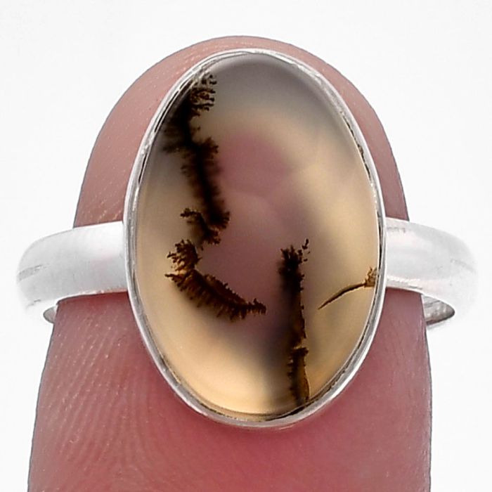 Scenic Dendritic Agate Ring size-7.5 SDR224973 R-1001, 10x15 mm