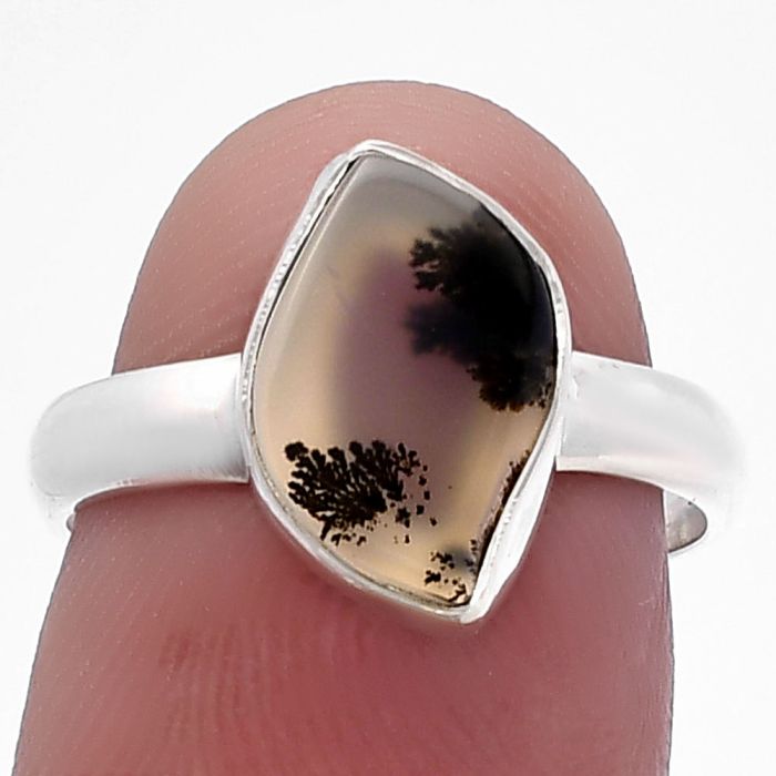 Scenic Dendritic Agate Ring size-7 SDR224986 R-1001, 8x12 mm