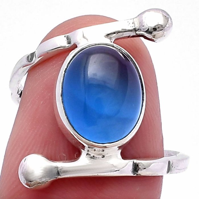 Blue Chalcedony Ring size-9 SDR225061 R-1546, 9x11 mm