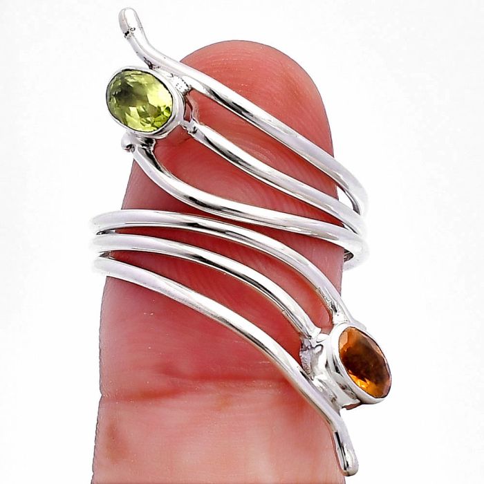 Adjustable - Peridot and Citrine Ring size-8 SDR225227 R-1409, 6x4 mm