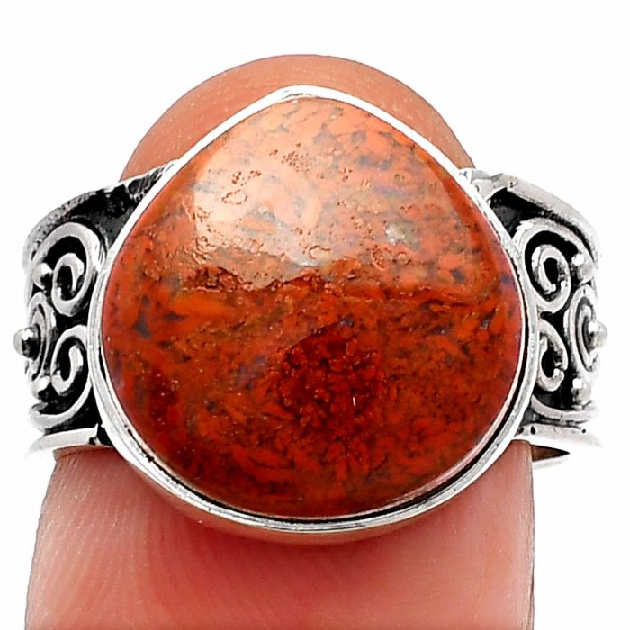 Red Moss Agate Ring size-7 SDR225279 R-1431, 14x14 mm