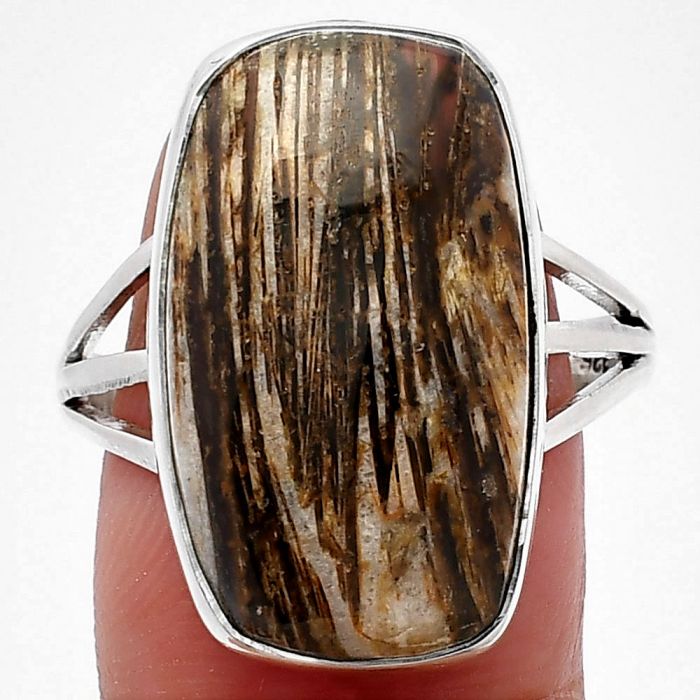 Tube Agate Ring size-9.5 SDR225433 R-1003, 13x22 mm