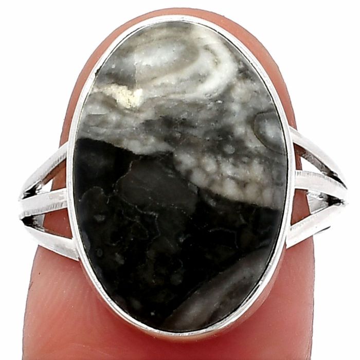 Mexican Cabbing Fossil Ring size-8 SDR225472 R-1003, 12x18 mm