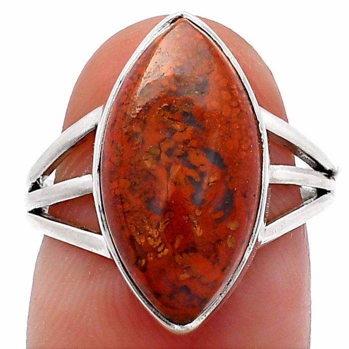 Red Moss Agate Ring size-7 SDR225515 R-1003, 10x18 mm