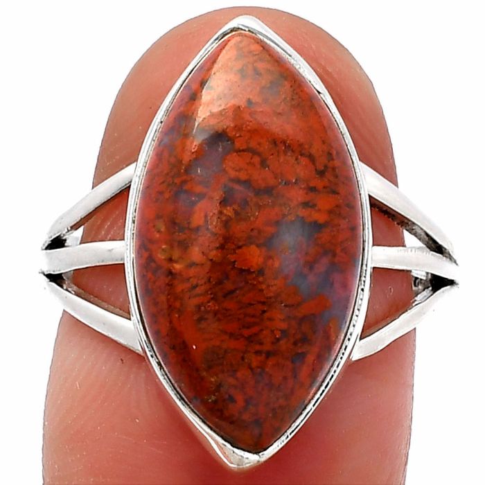Red Moss Agate Ring size-8 SDR225518 R-1003, 11x20 mm