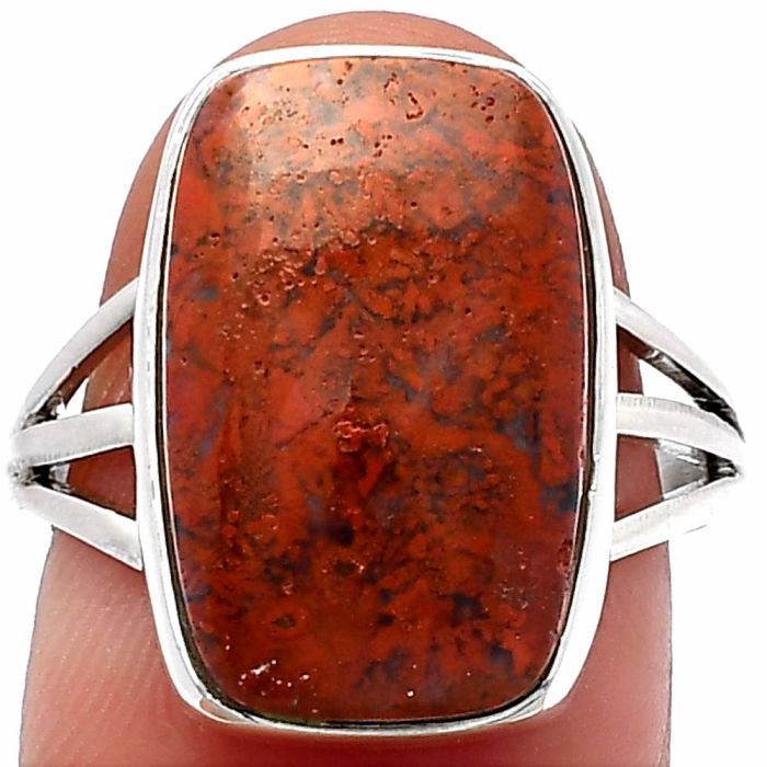 Red Moss Agate Ring size-8 SDR225523 R-1003, 12x18 mm