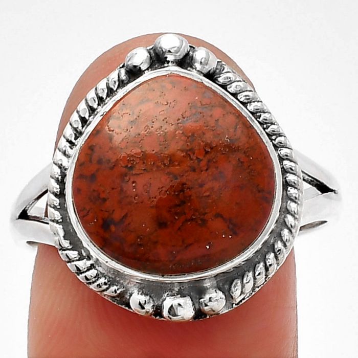Red Moss Agate Ring size-9.5 SDR225644 R-1253, 13x13 mm