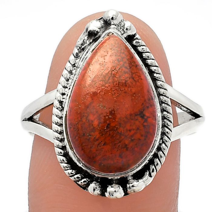 Red Moss Agate Ring size-9.5 SDR225706 R-1253, 10x16 mm